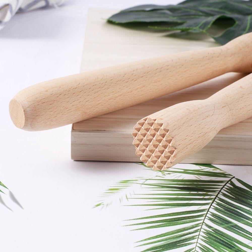 Sturdy Beech Wood Muddler Food Safe Long Handle Fruit Tea Pounding Stick Wear-resistant Heavy Duty Wooden Fruit Tea Muddler