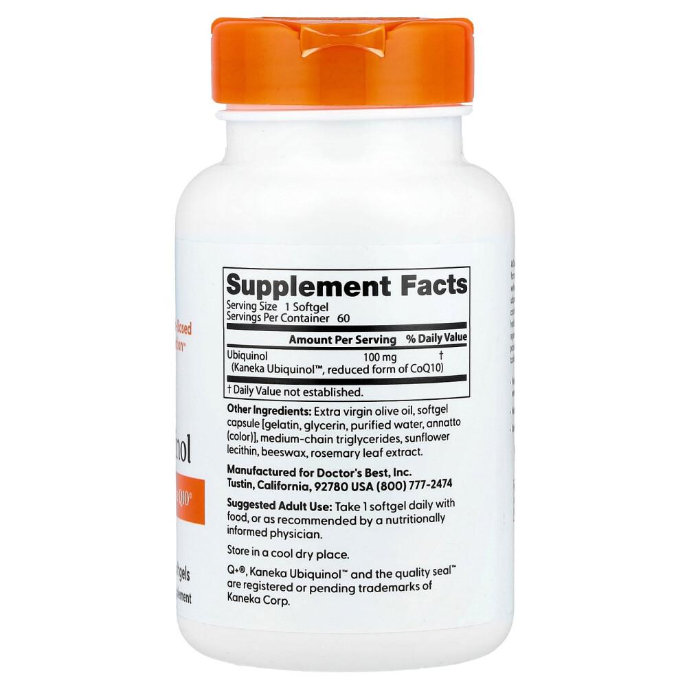 iHerb Doctor's Best Ubiquinol featuring Kaneka QH 100mg Softgels, 60 Count