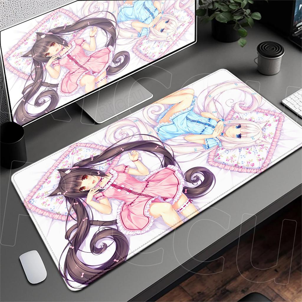 Anime Nekopara Cute Girl Carpet Large Computer Desktop Protect Cushion XXL Gaming Lock Edge Thicken Mouse Pad Speed Keyboard Mat
