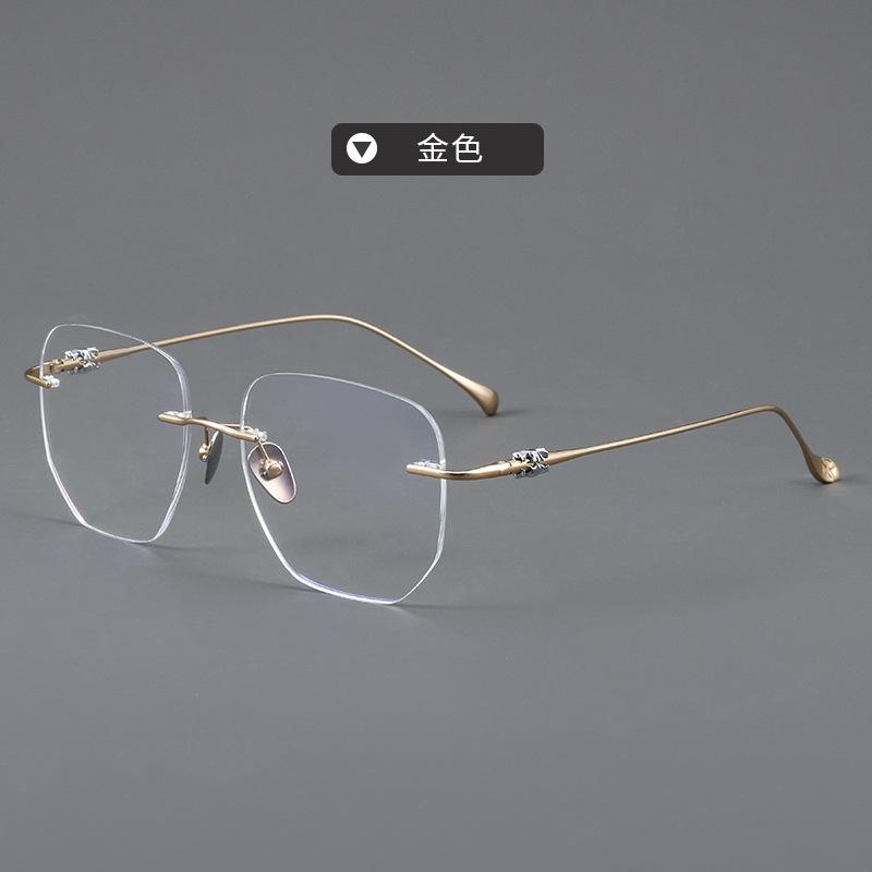 Rimless Glasses Ultra Light Pure Titanium Eyeglass Fashion Polygon Spectacle Optical Prescription Eyeglasses Frames Man Woman
