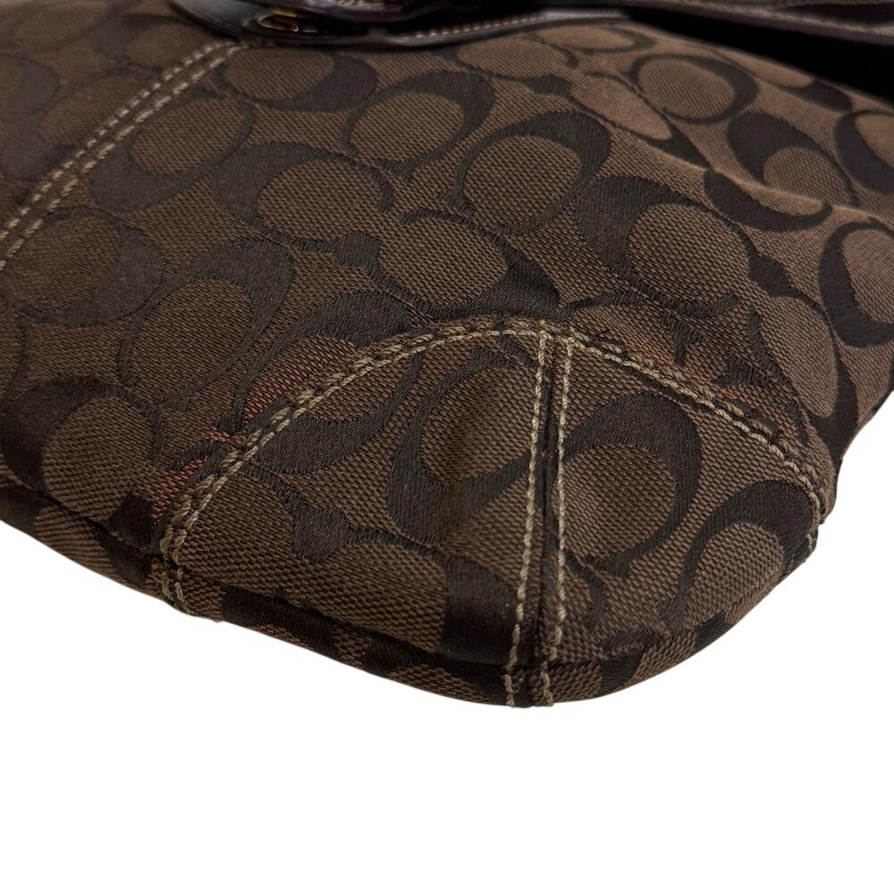 Coach 11436 Signature Canvas Shoulder Bag Brown Canvas Women Used