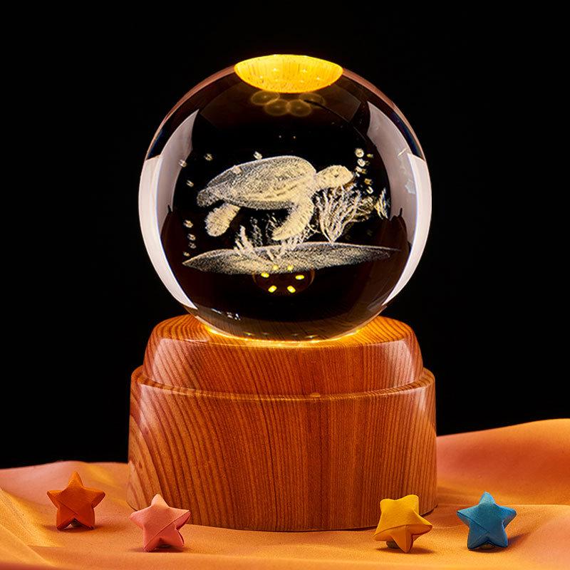 Laser Engraved Sea Turtle Crystal Ball Night Light - Perfect Birthday Gift for Friends or Classmates