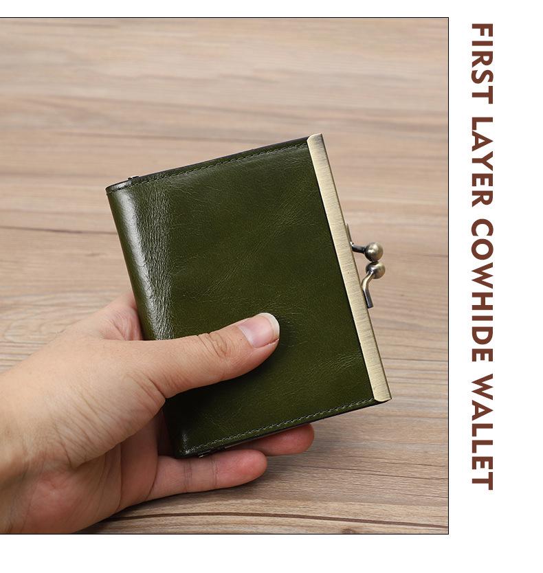 2022 Dámský držák na ID karty z pravé kůže Retro s více drážkami z hovězí kůže