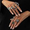 1/6pcs Minimalist Acrylic Rhinestone Open Ring - Geometric Adjustable Knuckle Ring for Women Trendy Party Jewelry Gift Accessory