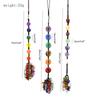 Car Crystal Pendant Natural Quartz Stone Rearview Mirror Ornaments Seven Chakra Heart-shaped Hanging Styling Accessories