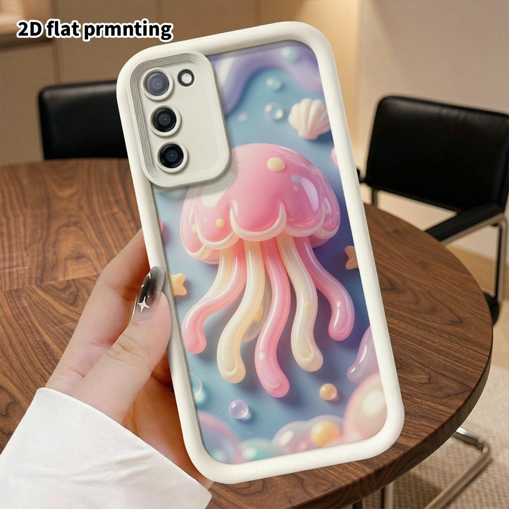Phone Case: 2D Flat, Suitable for Samsung Galaxy A34 A35 M05 M06 S20 S22 S21 FE Plus 5G Protective Case, Pink Jellyfish, Perfect Christmas and Hallowe