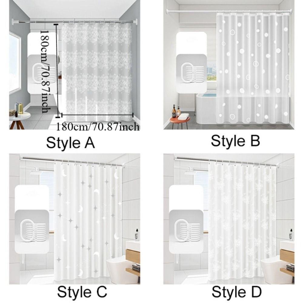 Modern EVA Waterproof Shower Curtain with Hooks Translucent Bath Curtain Thick No Drilling Toilet Curtain Bathtub