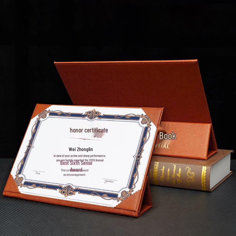 A4 Leather Honor Certificate Stand with Hot Stamping Customization