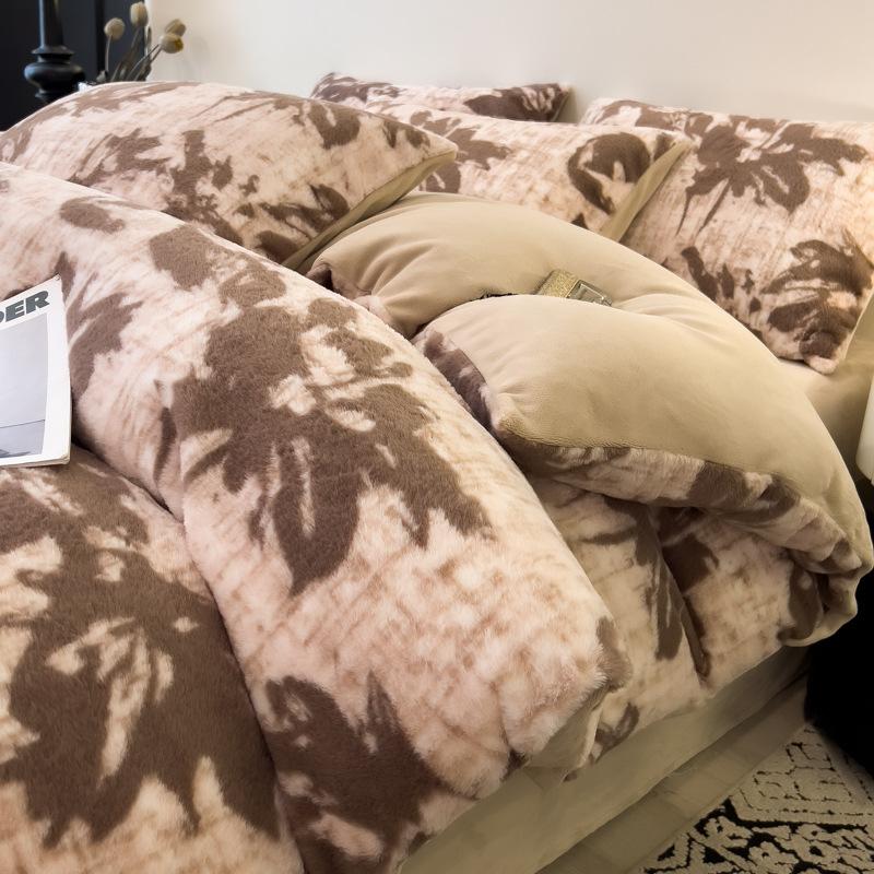 Thickened Rabbit Plush Quilt Cover Single Piece Thickened Milk Plush Quilt Cover Three-Piece Set Single Flannel Quilt Cover 3