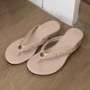 Fashion Fashion Metal Flower Decoration Open Toe Platform Slippers Women Sexy Clip Toe Slide Sandals Summer Non Slip Beach Flip Flops