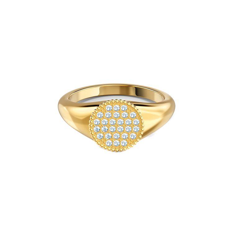 Swarovski Gember Paved Stempel Imitatie Kristal Ring Unisex ring Goud 5572694