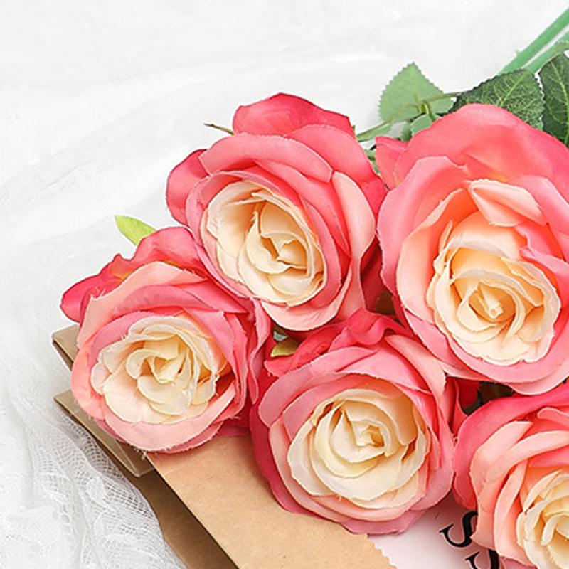 

5 шт. Искусственный цветок роза яркий цвет долговечный привлекательный декоративный поддельный шелковый цветок пастельный желтый