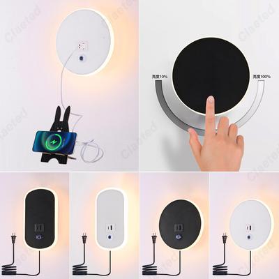 LED Simple Touch Dimming US Plug Wall Light USB Charging Port Bedroom Bedside Lamp Living Room Corridor Decorative Wall Light