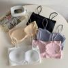 Seamless Ice Silk Strapless Bandeau Top with Padded Bra for Girls - Comfortable, Body-Hugging Camisole