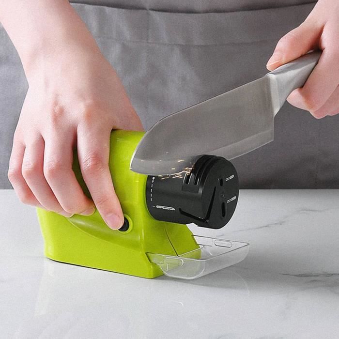 Aiguiseur de couteaux électrique - retoo - pro - affûtage grossier et fin - 3 modes - vert
