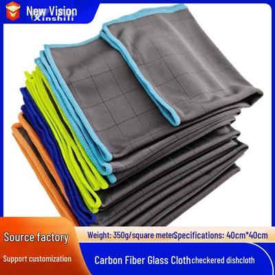 Chiffon de nettoyage multifonctionnel à carreaux en microfibre et fibre de carbone pour verre