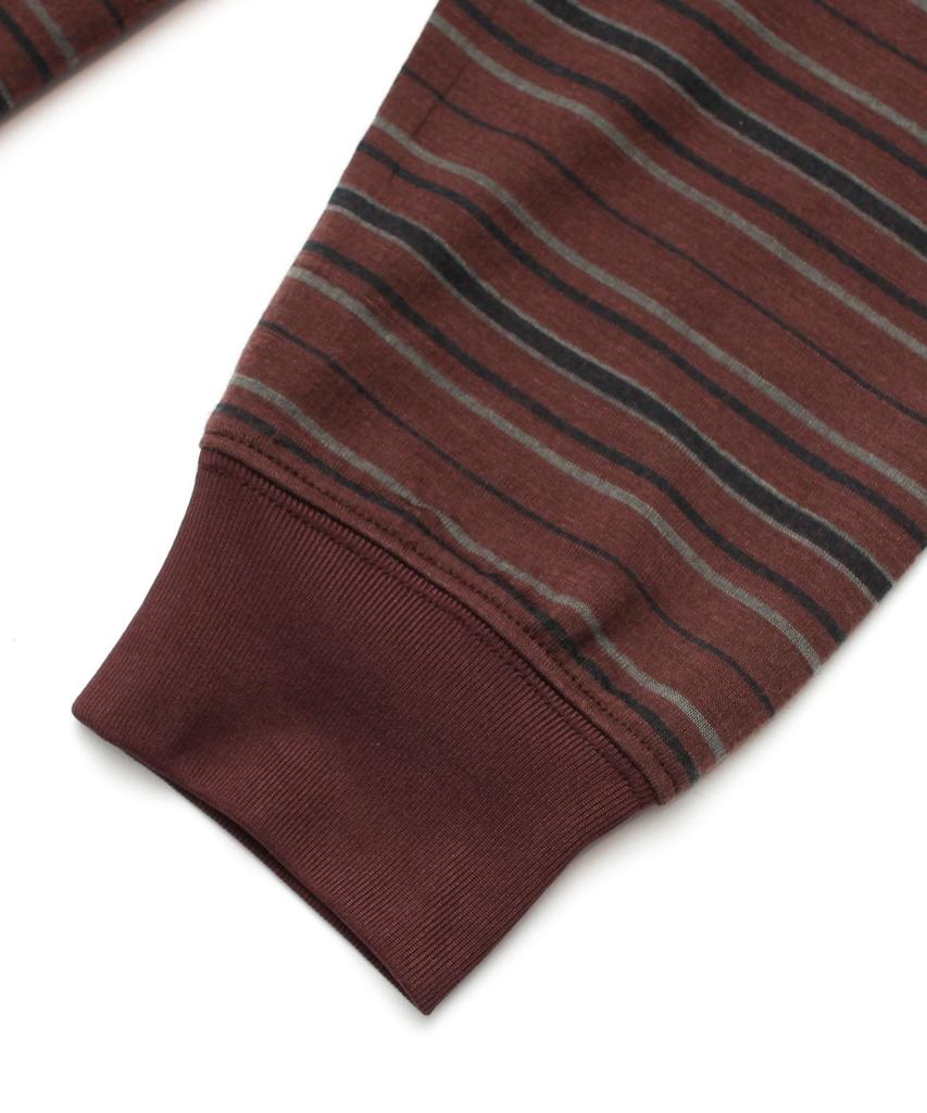 Snow Peak Hybrid Wool Mesh Stripe Cut and Long and Size L L/S T-Shirt SW-25AU014, Sew, Sleeve, T-Shirt, Men's Women's, Brown,