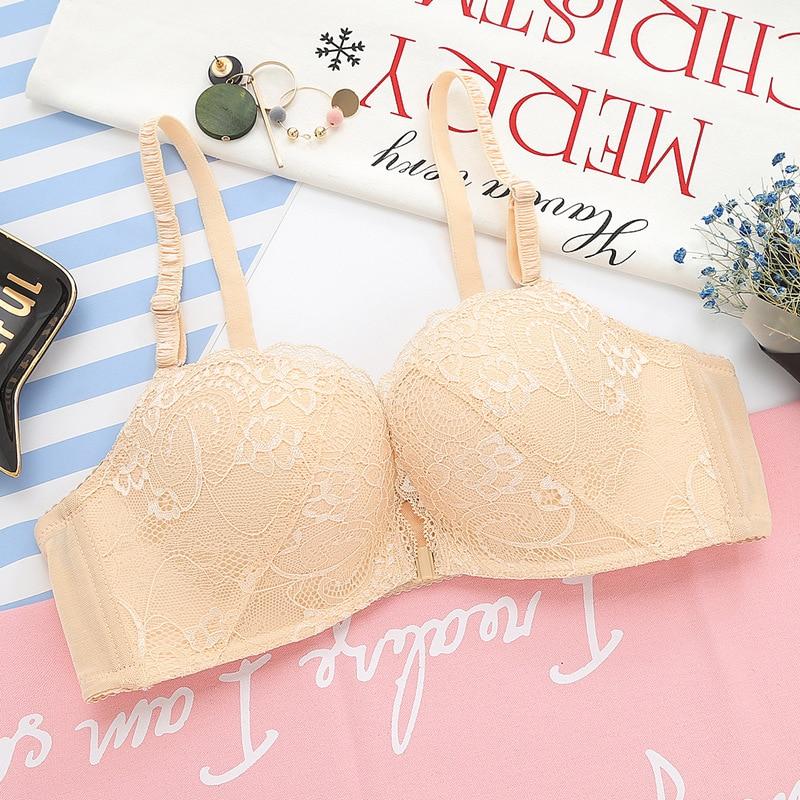 Wydarzenia Kobiety Koronkowe kwieciste biustonosze bezprzewodowe Przednie zapięcie Bielizna Bralette Regulowany biustonosz Push Up