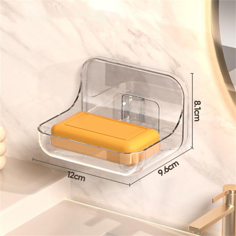 2Pcs Clearly plastic Soap Dish Modern Waterproof Soap Holder Easy Installation Bathroom Essential Shelf Kitchen Friendly