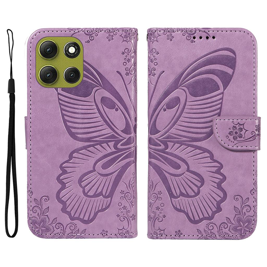For Motorola Moto G86 5G/G86 Power 5G Case Butterfly Pattern PU Leather Folio Flip Phone Cover -  Light Purple