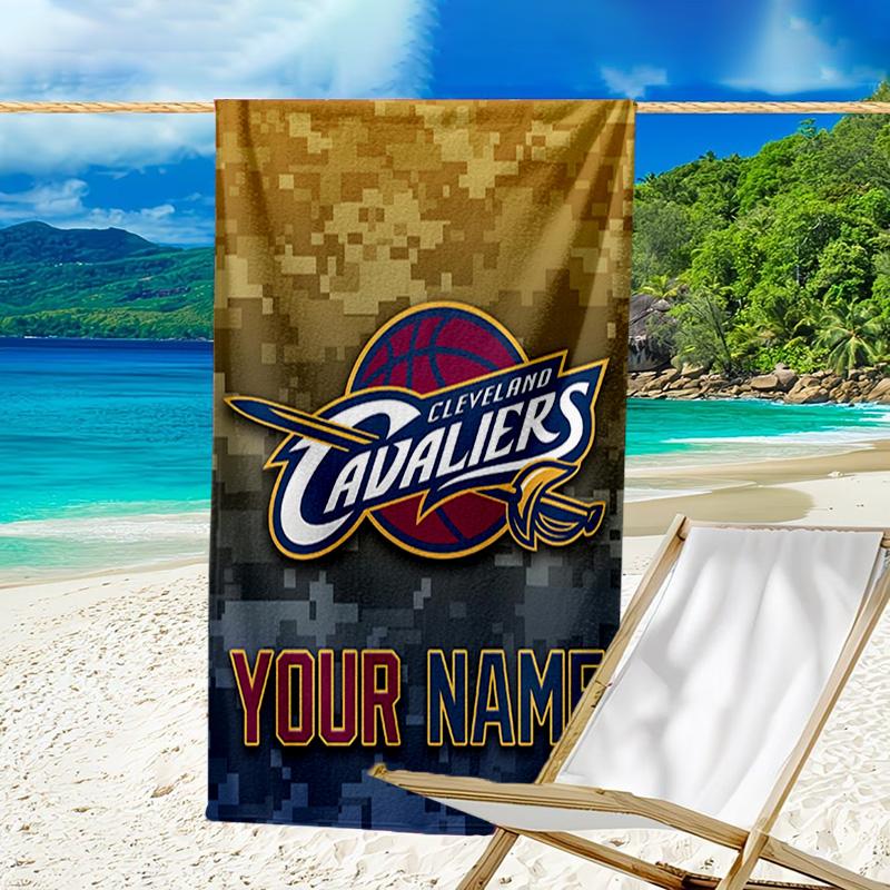 Custom Name Beach Towel Cleveland Lights Shadows Beach Towel, Soft Microfiber, Gift for Her/Him, Birthday, for Pool, Beach, Travel, Fan Gifts