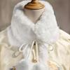 Furry Short Hanfu Scarf Short Tie Closure White Neck Scarf for Women Girls