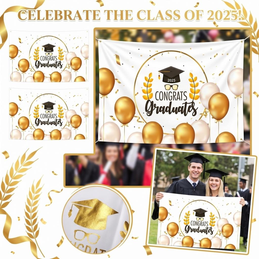 Telo di Sfondo per Festa di Laurea Bandierina Appesa Decorazione Bandiera Fotografica di Sfondo