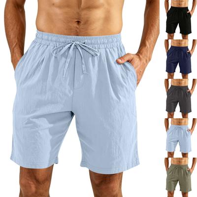 Men's Elastic Waist Drawstring Shorts Lightweight Breathable Casual Outdoor Running Gym Shorts with Pockets