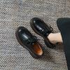 Women In Spring and Summer New Thick-soled Lace-up Leather Shoes for Women In Retro British Style Round Toe Thick Heel Loafers for Women