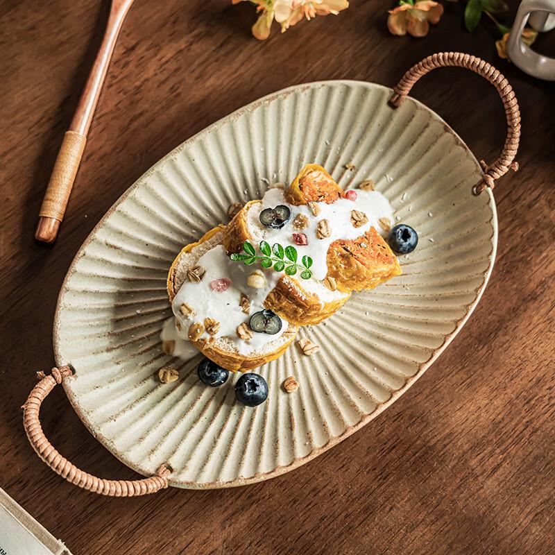 Deou Xingguang Chaxi Rope Woven Oval Embossed Ceramic Plate