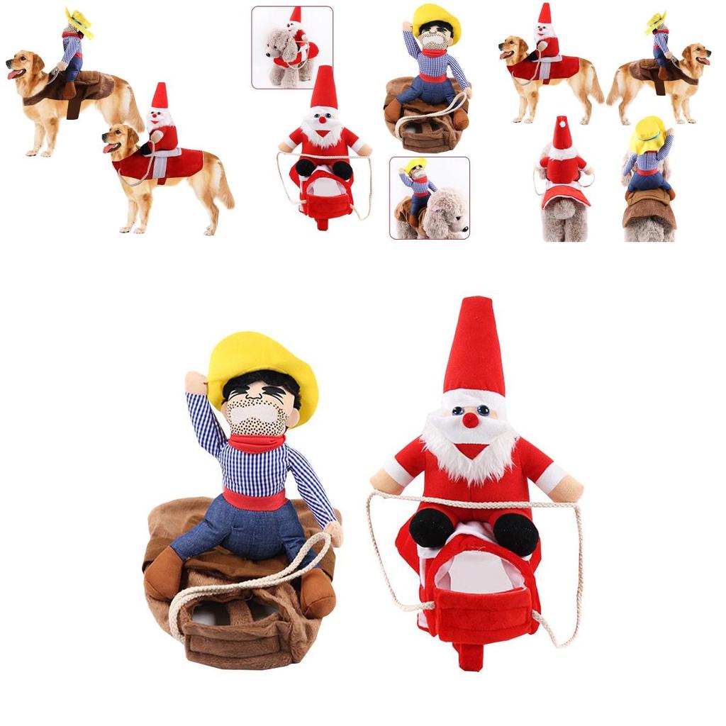 Rider Dog Christmas Costume Knight Style With Doll And Hat Pet Dressing Suit