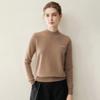 Women's Pure Cashmere Half-High Neck Embroidered Sweater - Loose Fit Knitwear for Autumn/Winter