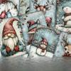 20Pcs Santa Claus Snowman Christmas Greeting Cards with Winter Scenery Blessings Half-fold Gift Cards Envelopes