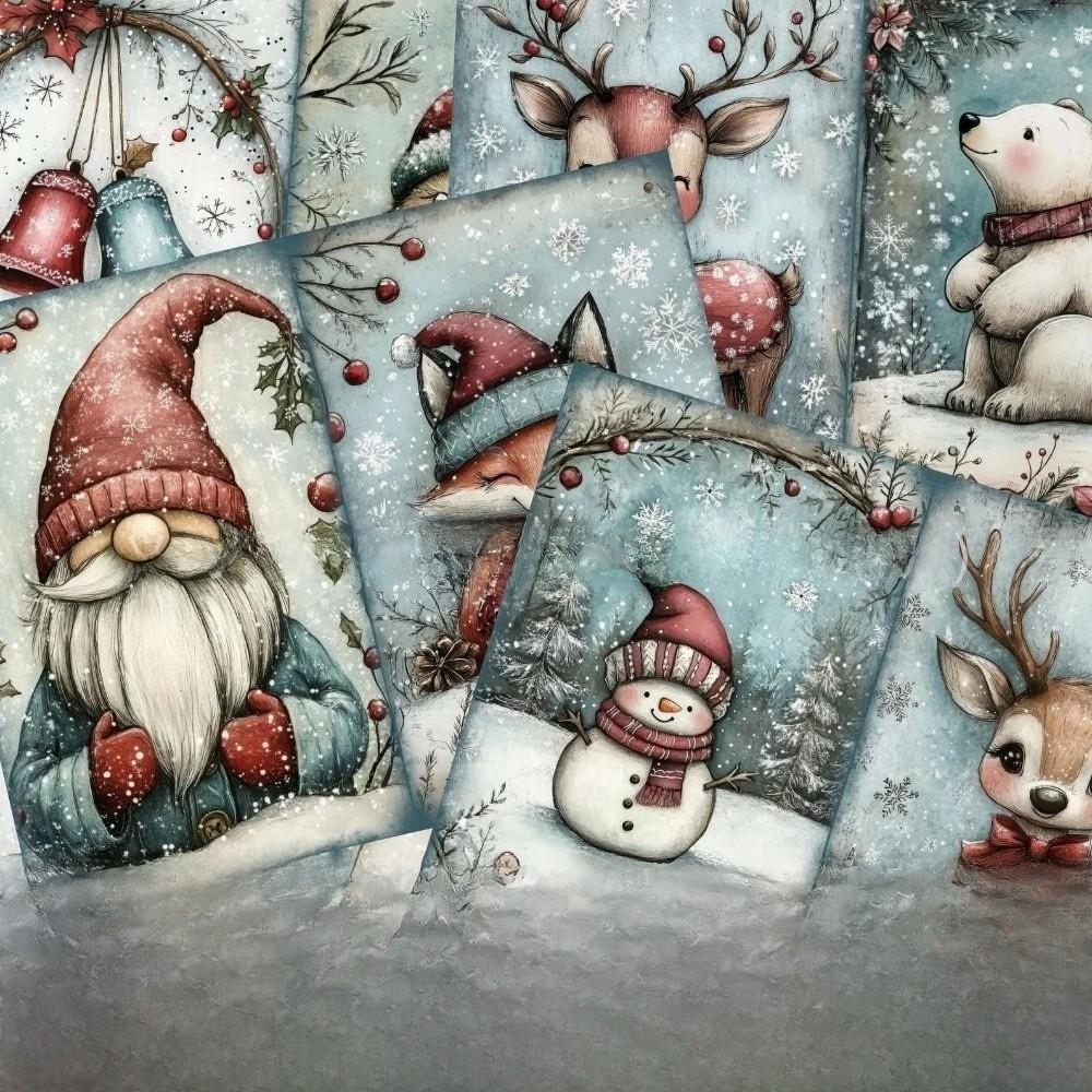 20Pcs Santa Claus Snowman Christmas Greeting Cards with Winter Scenery Blessings Half-fold Gift Cards Envelopes