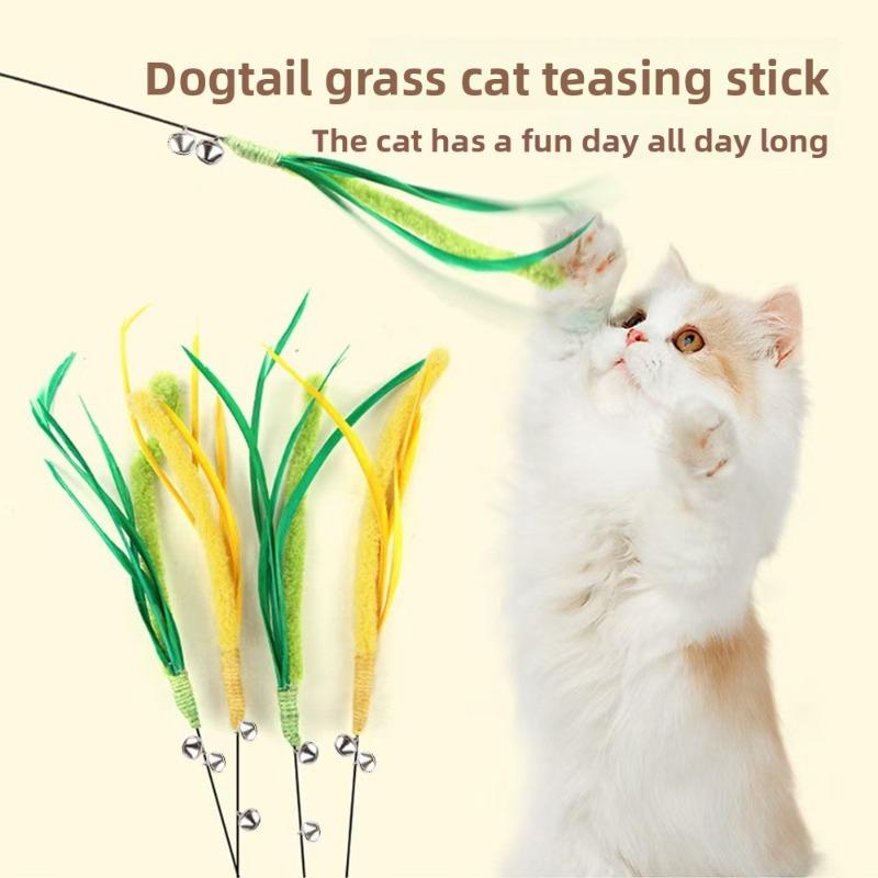 Yeni Yapay Köpek Kuyruğu Otu Kedi Oyalayıcı, Uzun ve Çiğnenebilir, Sıkıntıyı Gidermek İçin Eğlenceli Bir Kedi Oyuncağı, Yapay Bitki Çelik Telden Yapılmış El Tipi Bir Kedi Oyalayıcı