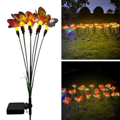 Lampada da giardino a LED con luce a farfalla ondeggiante, Ricarica automatica impermeabile, Luce da paesaggio a energia solare, Decorazione del percorso del patio del cortile