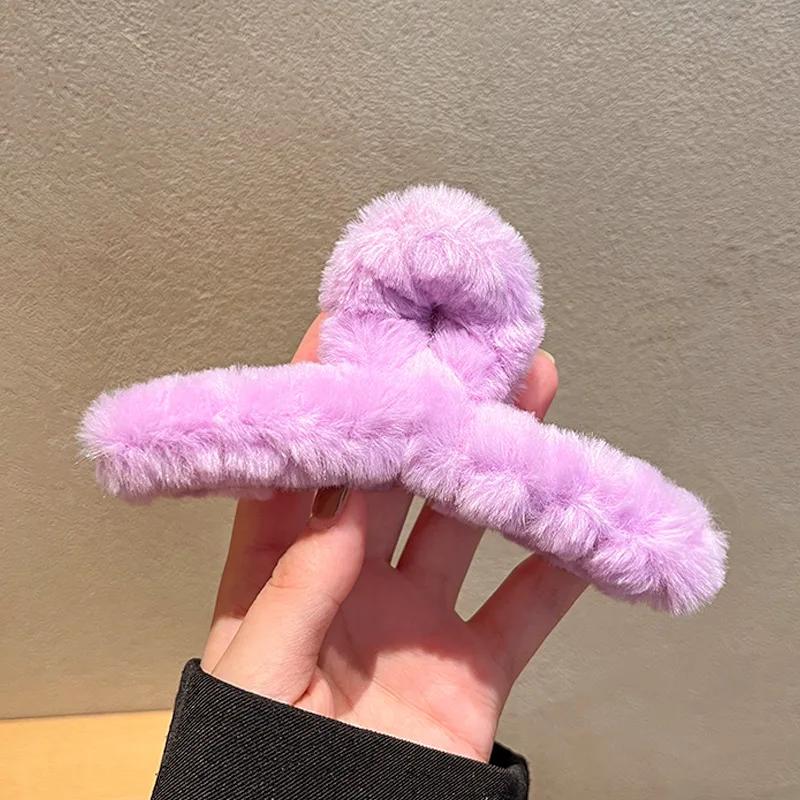 

Large Plush Clip Back Head Hair Grab for Women Simple Temperament Hair Clip Hairy Shark Clip Korea Hair Accessories for Girls