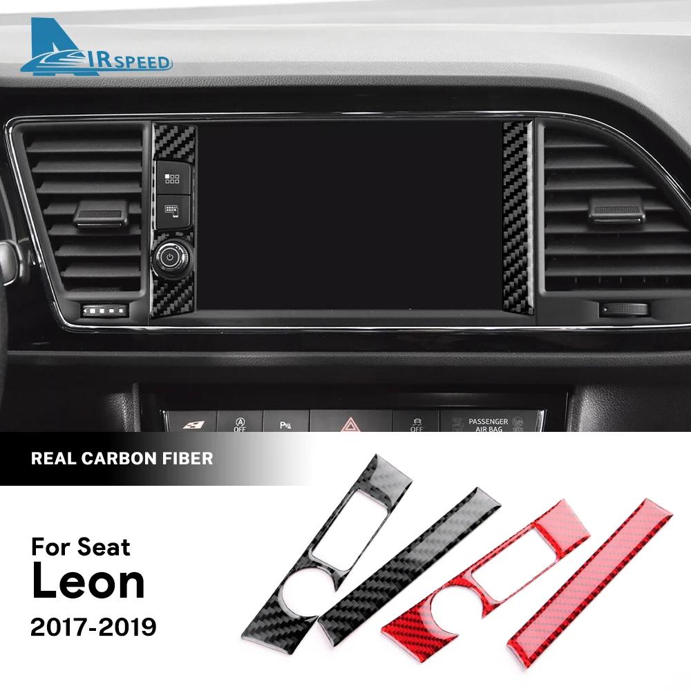 Real Soft Carbon Fiber Sticker For Seat Leon 2017 2018 2019 LHD RHD Car Side of Central Control Frame Trim Interior Accessories