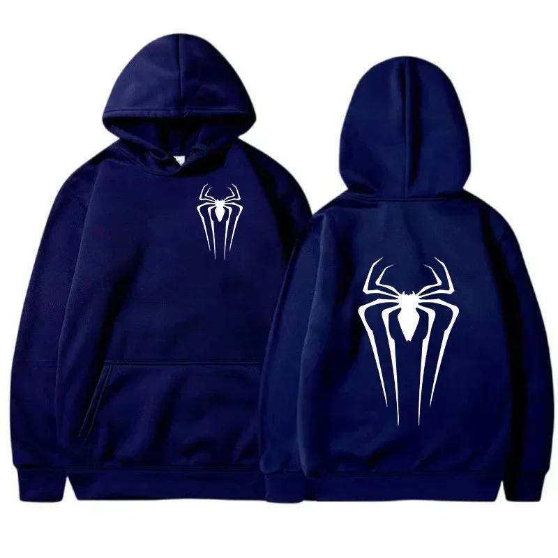 Autumn and winter new men's and women's pullovers, street spider printed sportswear, hoodies, casual loose and warm hoodies