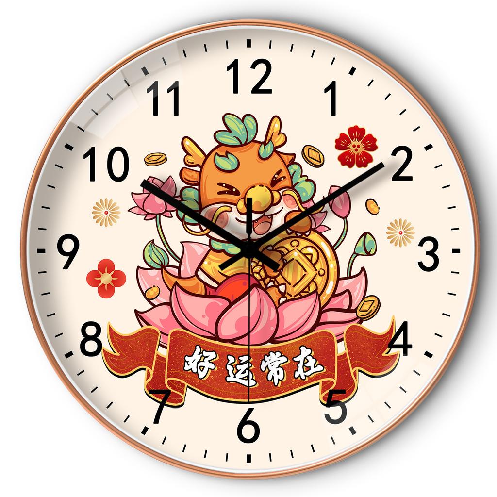 10-inch 25cm Spring Festival festive Chinese style wall clock living room bedroom wall hanging creative mute clock watch