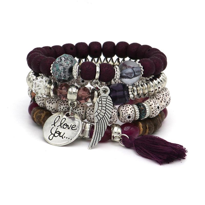 Boho Vícevrstvý Náramek Personalizovaný Tyrkysový Korálkový Cestovní Šperk Náramek Šperk Náramek