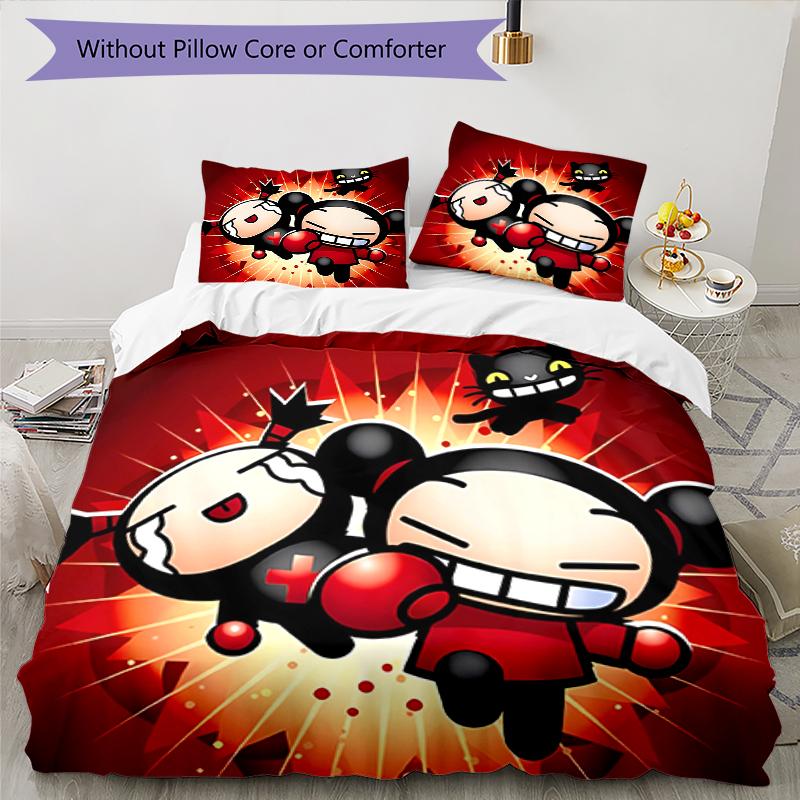 3pcs Pucca1 pattern bedding set duvet cover set includes duvet cover &pillowcases, perfect all season bedroom decoration & gift