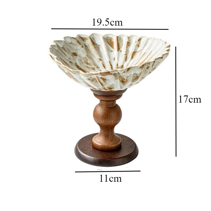 

High Footed Dessert Plate Petal Ceramic Fruit Plate Snack Bowl Dim Sum Dish Ornament Refreshments Tray Pastry Plates Candy Dish