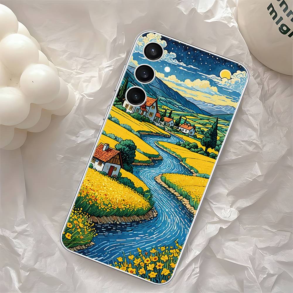 Rural Scenery Wheat Field Art Phone Case For Samsung Galaxy A52 A12 A51 S21 Edge S22ULTRA S23 S24 S20LITE Plus Ultra Transparent