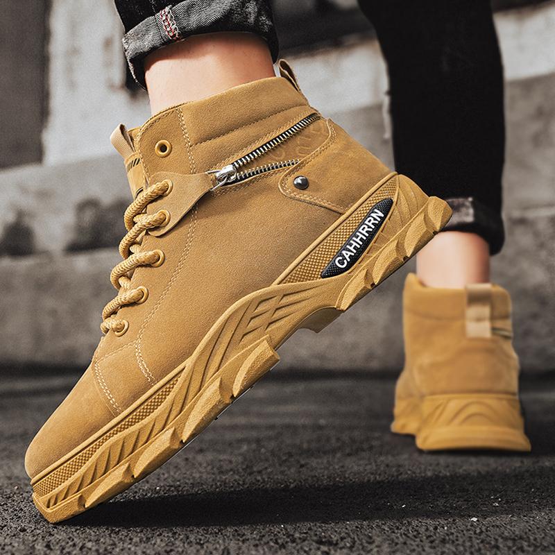 Men Boots Cotton Boot Autumn PU Splicing British High Top Retro Thick Sole Lace Up Comfort Anti Slip Sport Mountaineering Boot