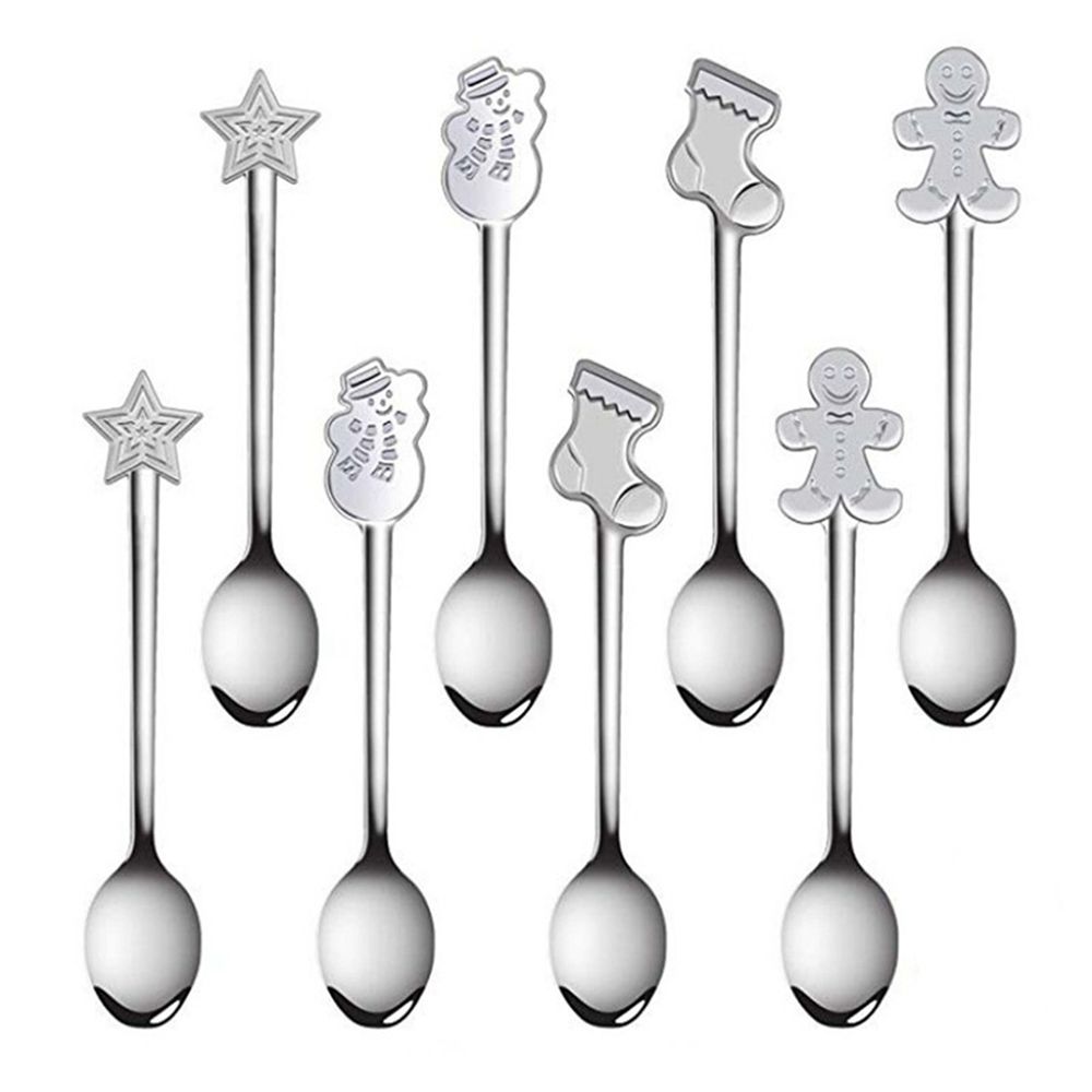 4Pcs/set Kitchen Accessories Stirring Spoon New Year Xmas Gifts Tableware Christmas Decorations Dessert Spoon Coffee Spoons