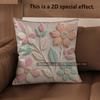 2D Floral Embroidered Pattern Decorative Pillow Covers Pattern Cushion Cover Suitable For Sofa Bedroom Car Pillow Cover