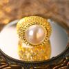 New Gold Set With Diamond Pearl Opening Ring For Women 925 Silver Personality Accessories Party Birthday Lady Jewelry Gift