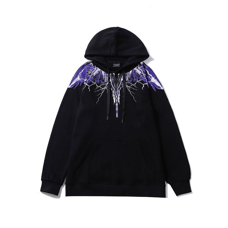Felpa da uomo oversize con cappuccio con stampa Ala Fantasma Design Serpente Fulmine Abbigliamento Casual