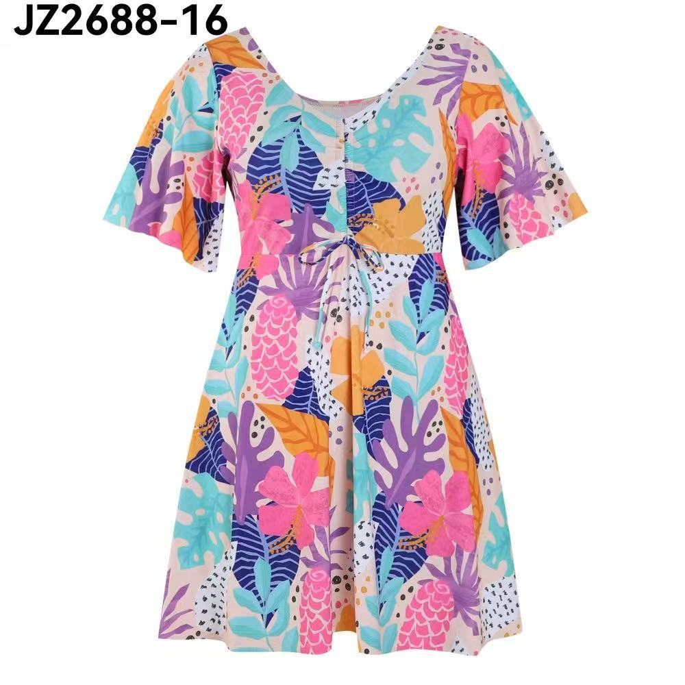 New Swimsuit Women Soak In Hot Spring Fat Mm Plus Size Fat Girl Conservative Belly Cover and Thin Flat Angle Fat Floral One-piece Swimsuit